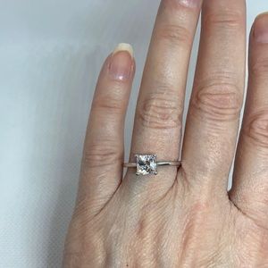 Swarovski Princess cut diamond Platinum over Sterling Silver ring